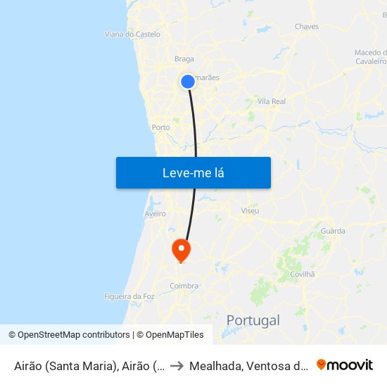 Airão (Santa Maria), Airão (São João) e Vermil to Mealhada, Ventosa do Bairro e Antes map