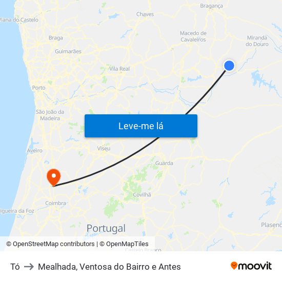 Tó to Mealhada, Ventosa do Bairro e Antes map
