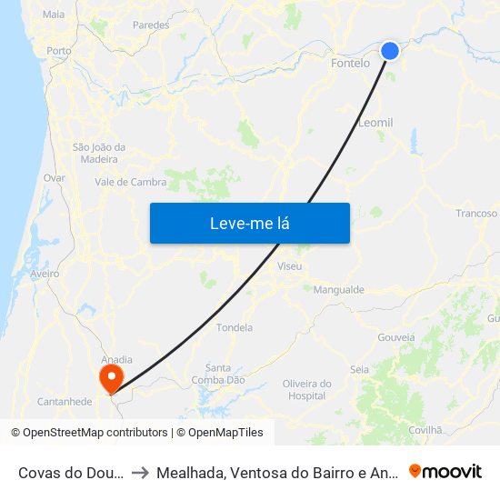 Covas do Douro to Mealhada, Ventosa do Bairro e Antes map