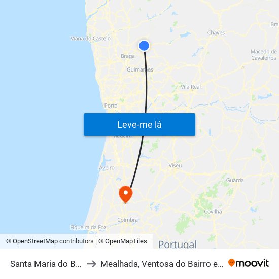 Santa Maria do Bouro to Mealhada, Ventosa do Bairro e Antes map
