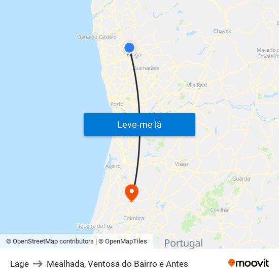 Lage to Mealhada, Ventosa do Bairro e Antes map