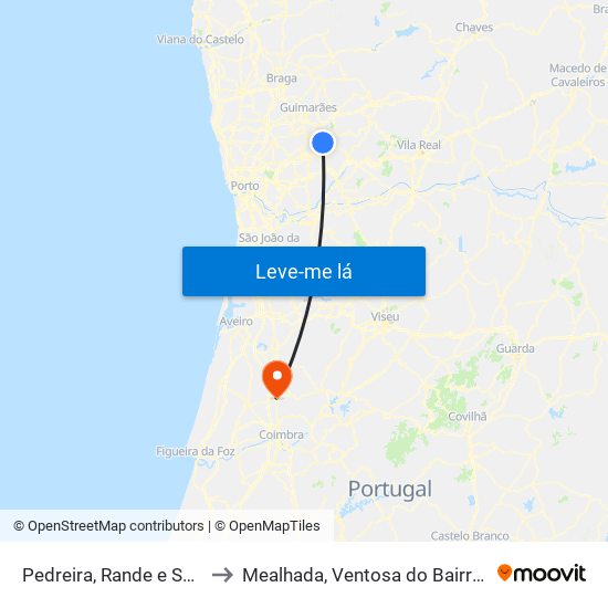 Pedreira, Rande e Sernande to Mealhada, Ventosa do Bairro e Antes map