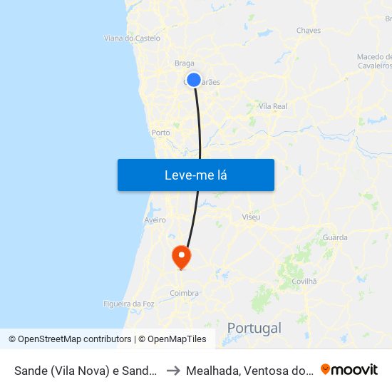 Sande (Vila Nova) e Sande (São Clemente) to Mealhada, Ventosa do Bairro e Antes map