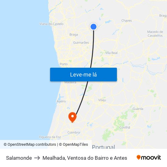 Salamonde to Mealhada, Ventosa do Bairro e Antes map