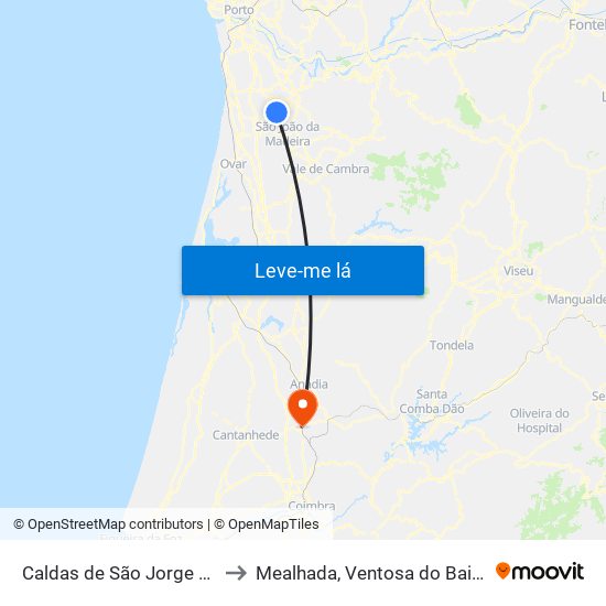 Caldas de São Jorge e Pigeiros to Mealhada, Ventosa do Bairro e Antes map