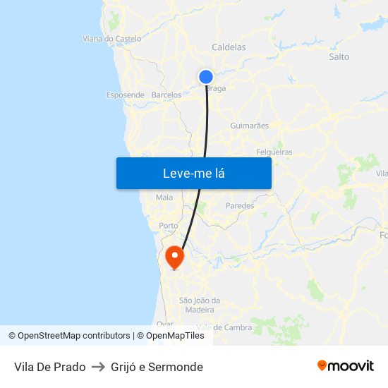 Vila De Prado to Grijó e Sermonde map