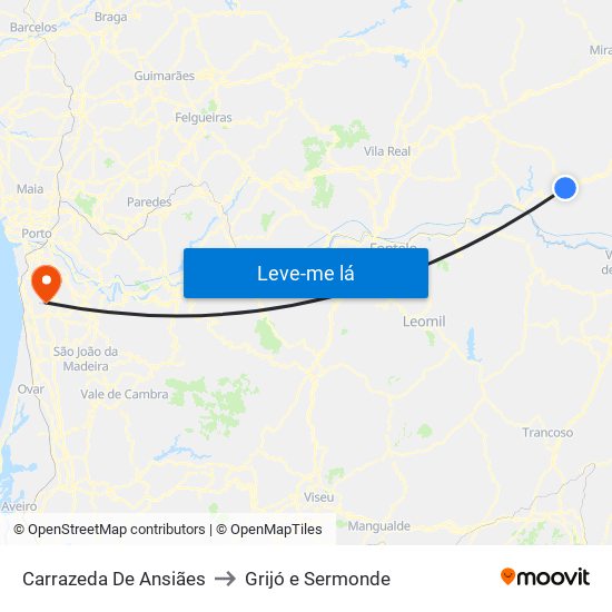 Carrazeda De Ansiães to Grijó e Sermonde map