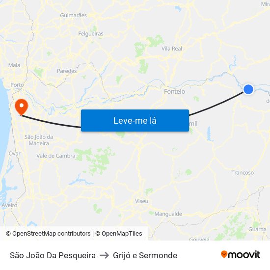 São João Da Pesqueira to Grijó e Sermonde map