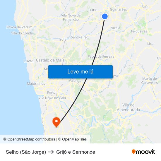 Selho (São Jorge) to Grijó e Sermonde map