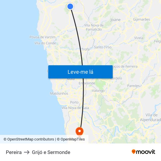 Pereira to Grijó e Sermonde map