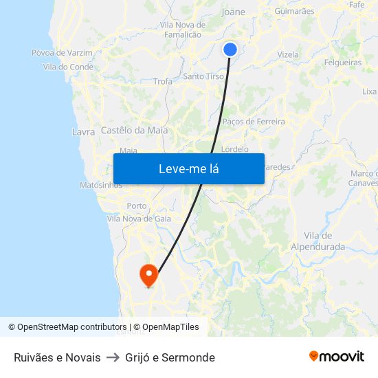 Ruivães e Novais to Grijó e Sermonde map