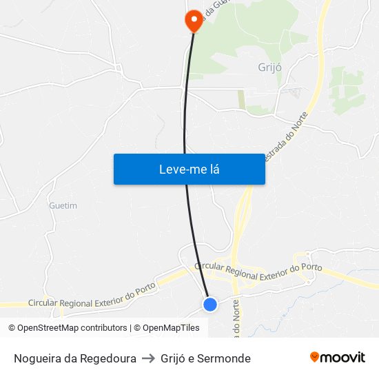 Nogueira da Regedoura to Grijó e Sermonde map