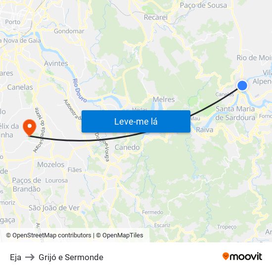 Eja to Grijó e Sermonde map