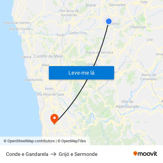 Conde e Gandarela to Grijó e Sermonde map