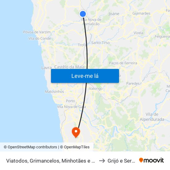 Viatodos, Grimancelos, Minhotães e Monte de Fralães to Grijó e Sermonde map
