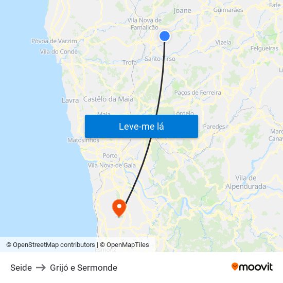 Seide to Grijó e Sermonde map