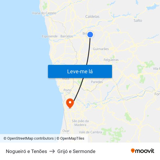 Nogueiró e Tenões to Grijó e Sermonde map