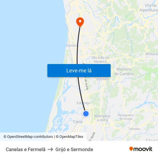 Canelas e Fermelã to Grijó e Sermonde map