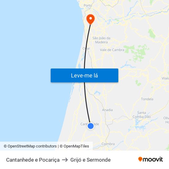 Cantanhede e Pocariça to Grijó e Sermonde map