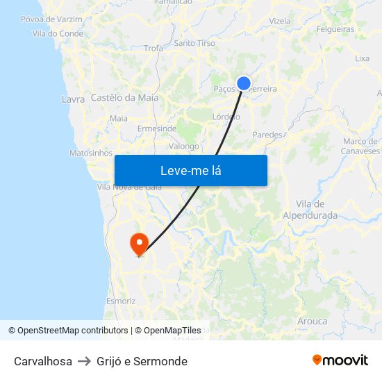 Carvalhosa to Grijó e Sermonde map