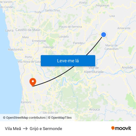 Vila Meã to Grijó e Sermonde map