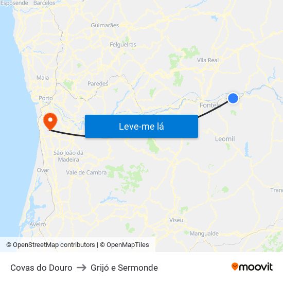 Covas do Douro to Grijó e Sermonde map