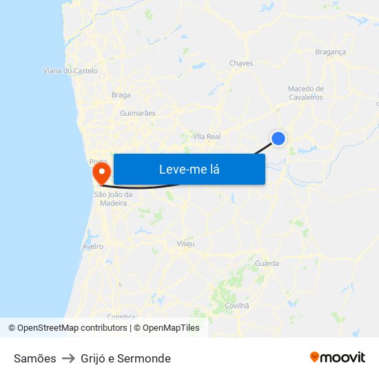 Samões to Grijó e Sermonde map