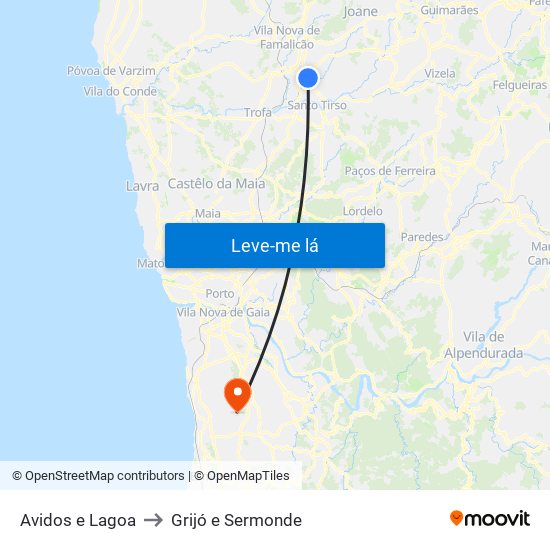 Avidos e Lagoa to Grijó e Sermonde map