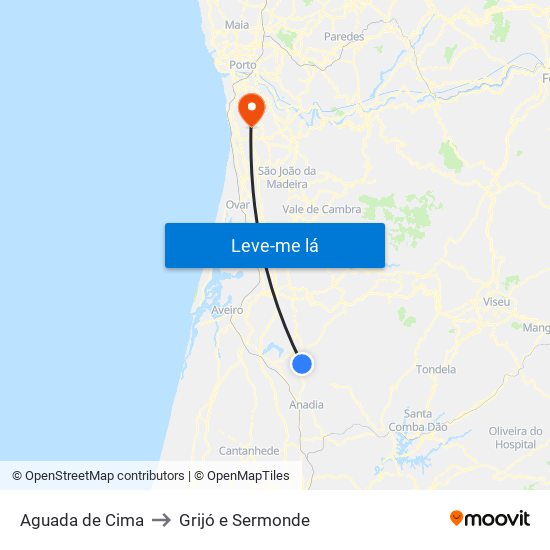 Aguada de Cima to Grijó e Sermonde map