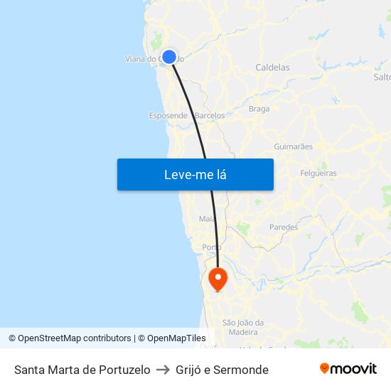 Santa Marta de Portuzelo to Grijó e Sermonde map