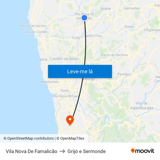 Vila Nova De Famalicão to Grijó e Sermonde map