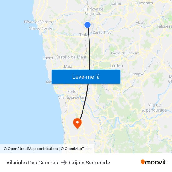 Vilarinho Das Cambas to Grijó e Sermonde map