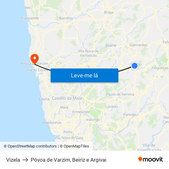 Vizela to Póvoa de Varzim, Beiriz e Argivai map