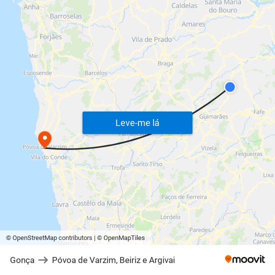 Gonça to Póvoa de Varzim, Beiriz e Argivai map