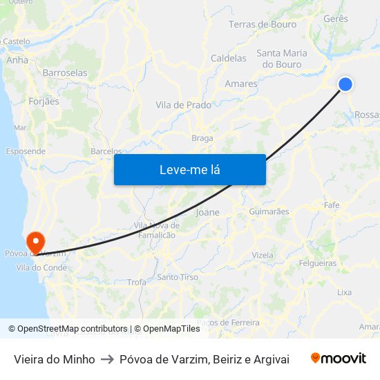 Vieira do Minho to Póvoa de Varzim, Beiriz e Argivai map