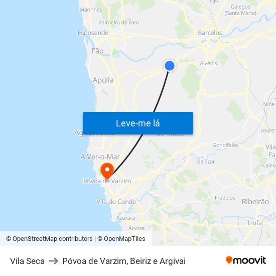 Vila Seca to Póvoa de Varzim, Beiriz e Argivai map