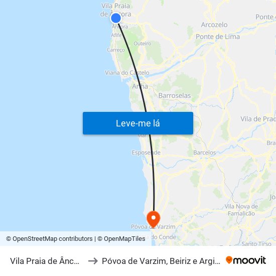 Vila Praia de Âncora to Póvoa de Varzim, Beiriz e Argivai map