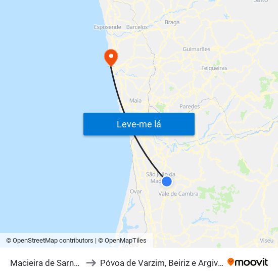 Macieira de Sarnes to Póvoa de Varzim, Beiriz e Argivai map