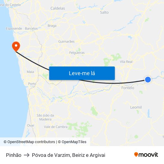 Pinhão to Póvoa de Varzim, Beiriz e Argivai map