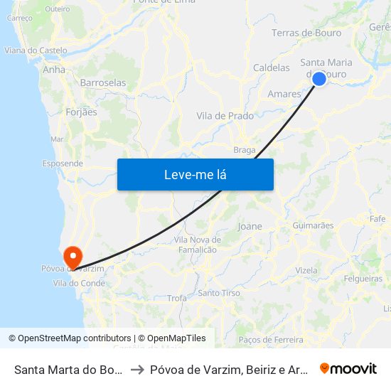 Santa Marta do Bouro to Póvoa de Varzim, Beiriz e Argivai map