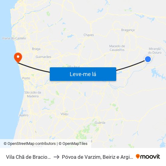 Vila Chã de Braciosa to Póvoa de Varzim, Beiriz e Argivai map