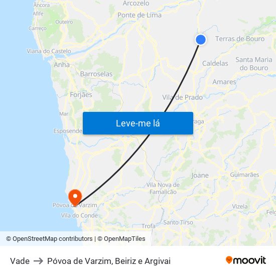 Vade to Póvoa de Varzim, Beiriz e Argivai map