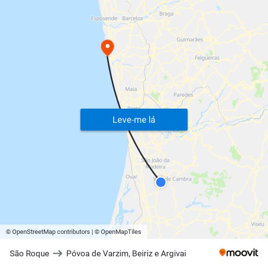 São Roque to Póvoa de Varzim, Beiriz e Argivai map