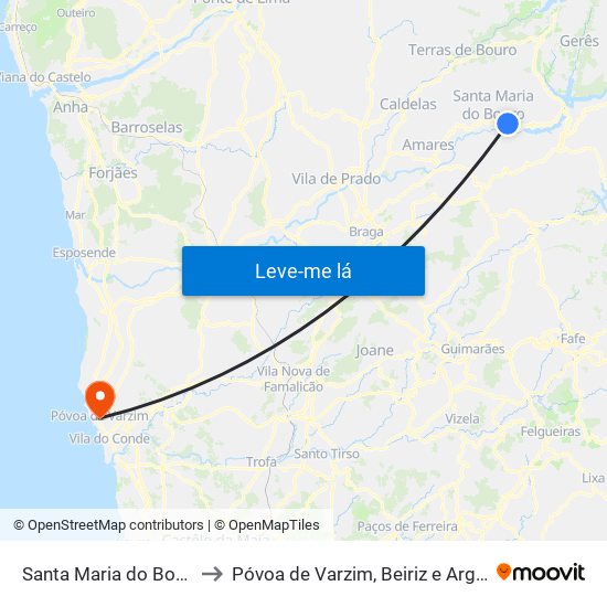 Santa Maria do Bouro to Póvoa de Varzim, Beiriz e Argivai map