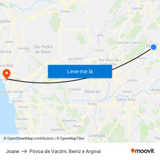 Joane to Póvoa de Varzim, Beiriz e Argivai map