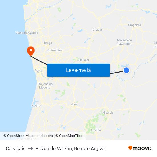 Carviçais to Póvoa de Varzim, Beiriz e Argivai map