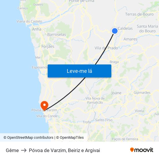 Gême to Póvoa de Varzim, Beiriz e Argivai map