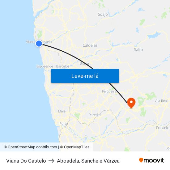 Viana Do Castelo to Aboadela, Sanche e Várzea map