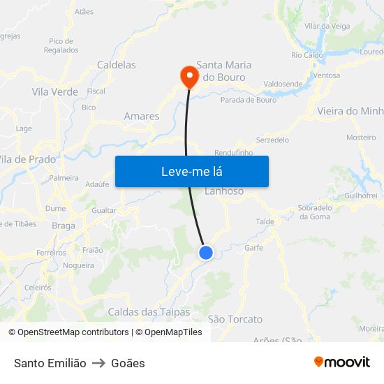 Santo Emilião to Goães map