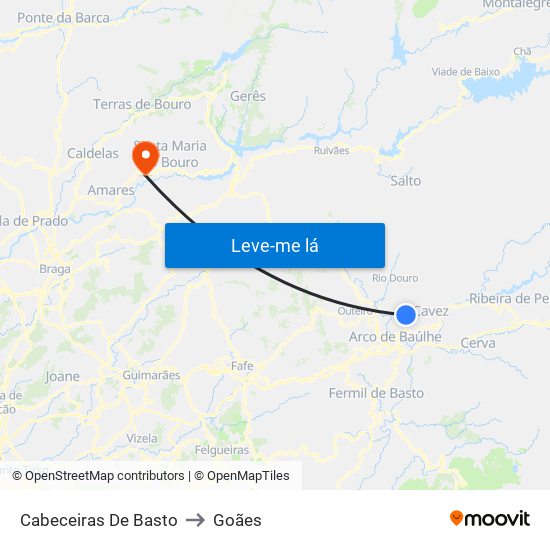 Cabeceiras De Basto to Goães map